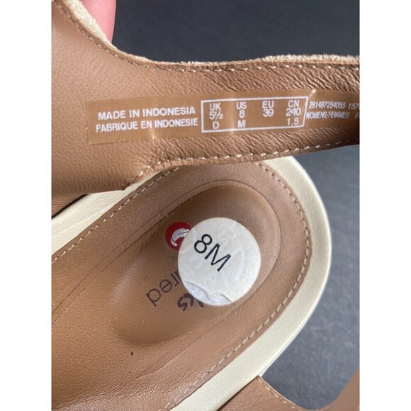 Clarks Un Adorn Ease 8 M Womens‎ Beige Leather Strap Sandals Comfort Casual Used - Picture 6 of 16
